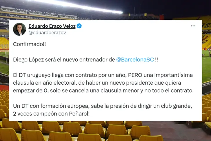 El primer contrato que firmó Diego López en Barcelona SC (Foto tomada de: X de Eduardo Erazo)