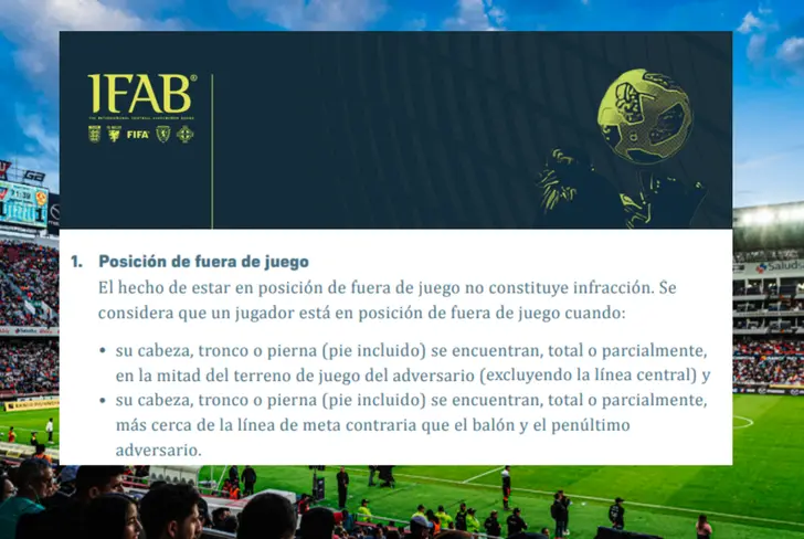 Regla de la FIFA sobre el offside y cuando debe ser cobrado (Foto tomada de: FIFA)