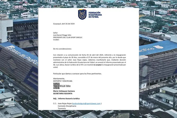 Comunicado de la FEF sobre el caso de Joao Rojas