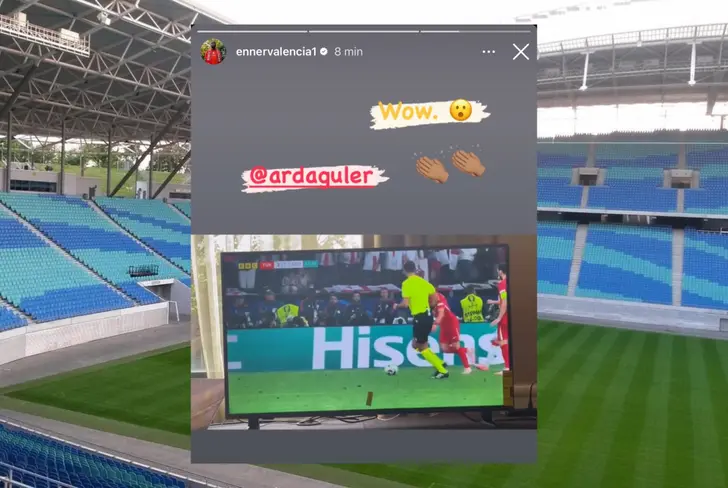 Enner Valencia felicitando a Arda Güler