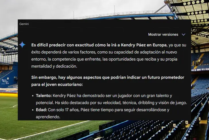 La predicción de Gemini sobre la carrera de Kendry Páez (Foto tomada de: Gemini)
