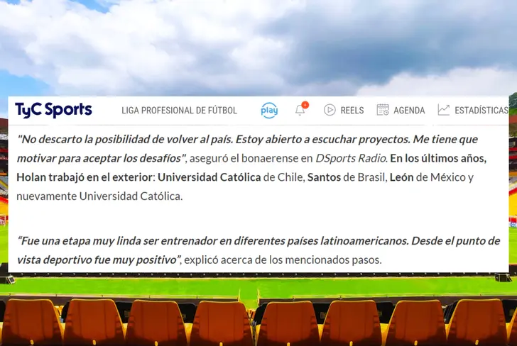 Declaraciones Ariel Holan sobre el proyecto que necesita y su experiencia en Sudamérica (Foto tomada de: TyC Sports)
