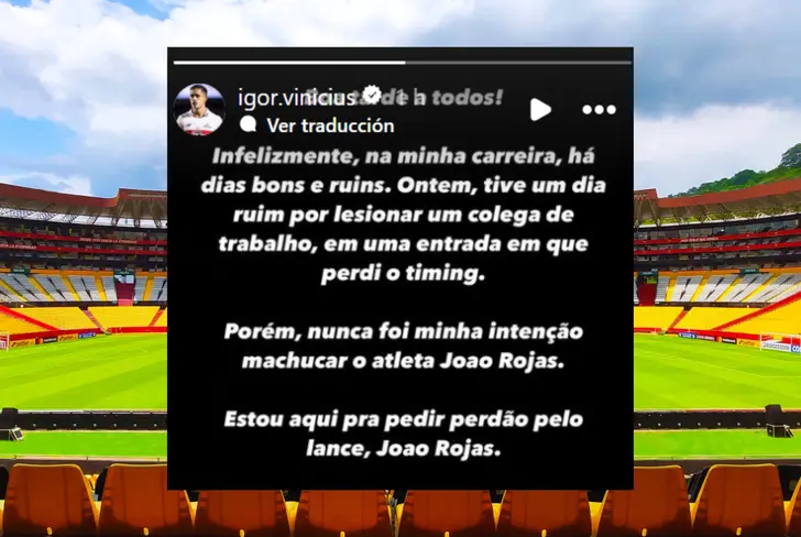 Mensaje de Igor Vinícius tras lesionar a Joao Rojas