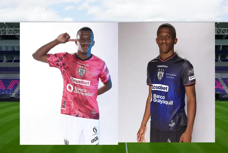 Justin Lerma con la camiseta titular y suplente de Independiente del Valle