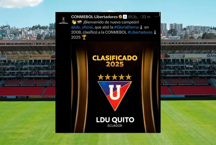 Presentación de la CONMEBOL a Liga de Quito (Foto tomada de: X) 