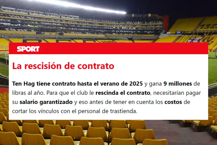 Lo que le costaría al Manchester United rescindir el contrato de&nbsp;Erik ten Hag (Foto tomada de: Sport)