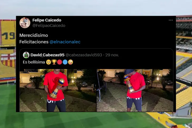 Mensaje de Felipe Caicedo para El Nacional (Foto tomada de: X)