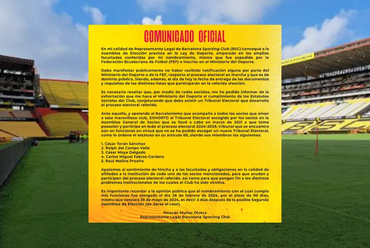Comunicado de Barcelona SC