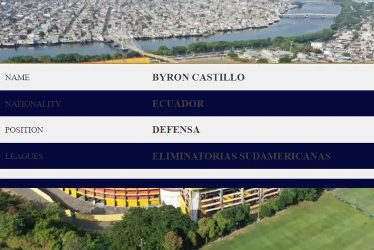 Datos Byron Castillo en la FEF
