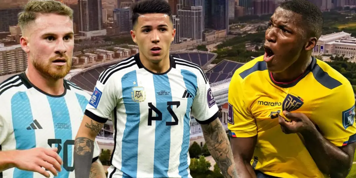 Alexis Mac Allister, Enzo Fernández y Moisés Caicedo (Foto tomada de: Soldier Field/AFP/Telecom/Transfermarket)
