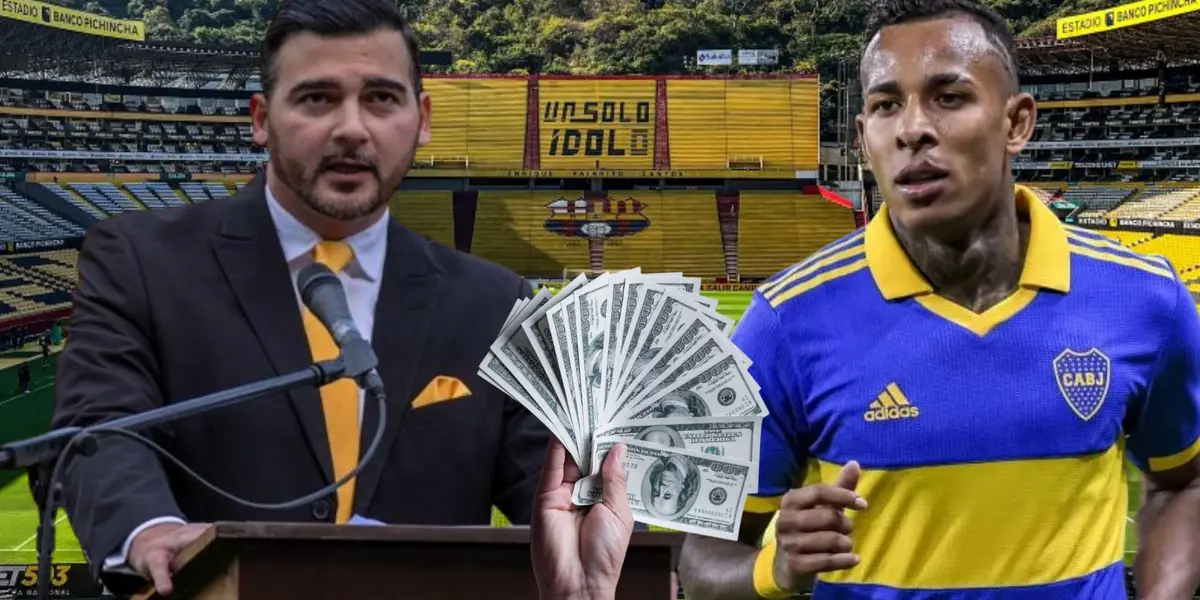 Antonio Álvarez y Sebastián Villa en el Estadio monumental (Foto tomada de: Barcelona SC/TYC Sports/Metro)