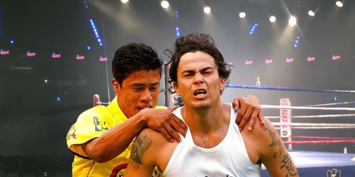 Armando Paredes junto a Kaviedes en el fondo un ring de box. FOTO: Primicias