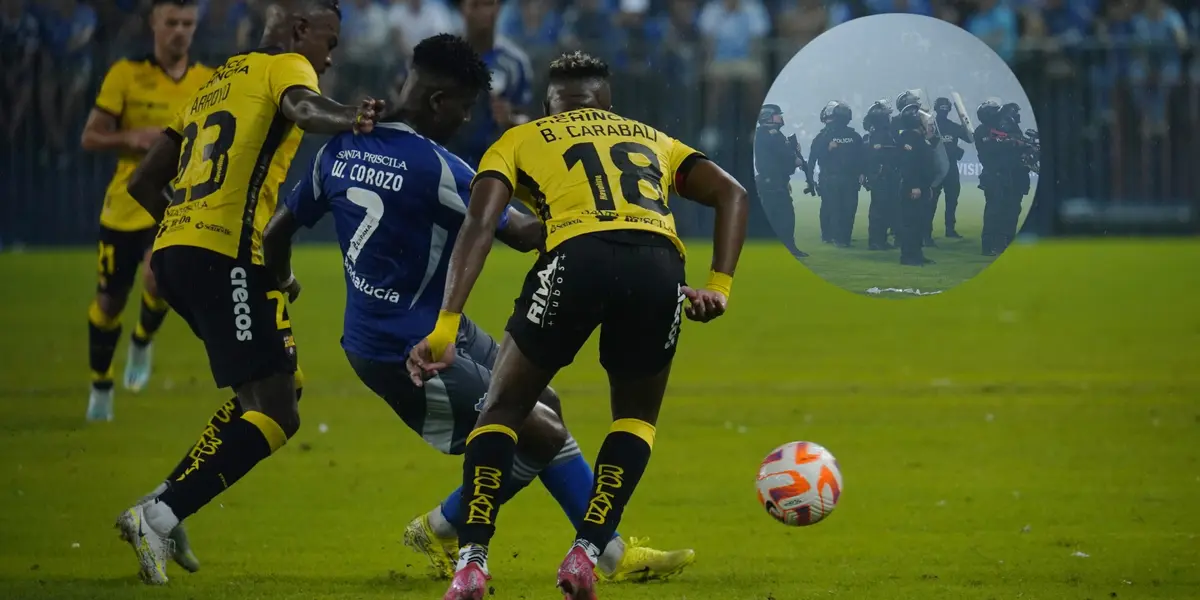 (VIDEO) El jugador de Emelec que se enojó e impidió a los jugadores de Barcelona SC salir a los camerinos