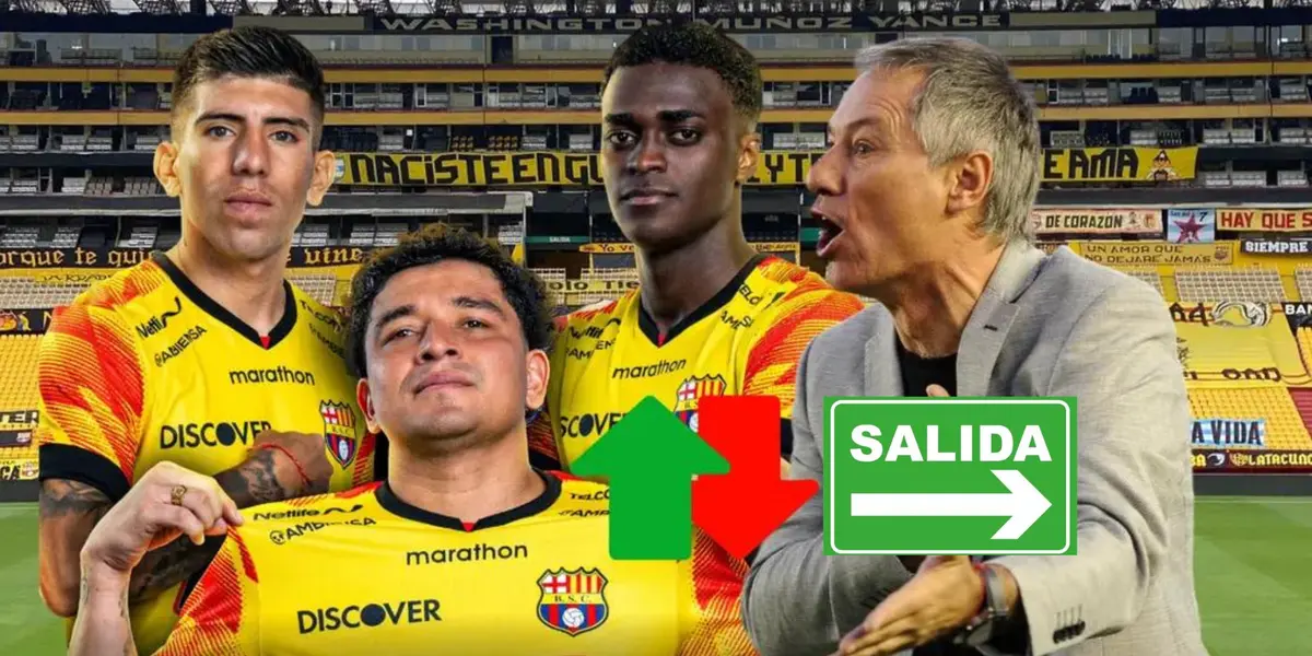 Brian Oyola, Mario Pineida, Alex Rangel, Ariel Holan. Foto tomada de: Barcelona SC/Ecuavisa