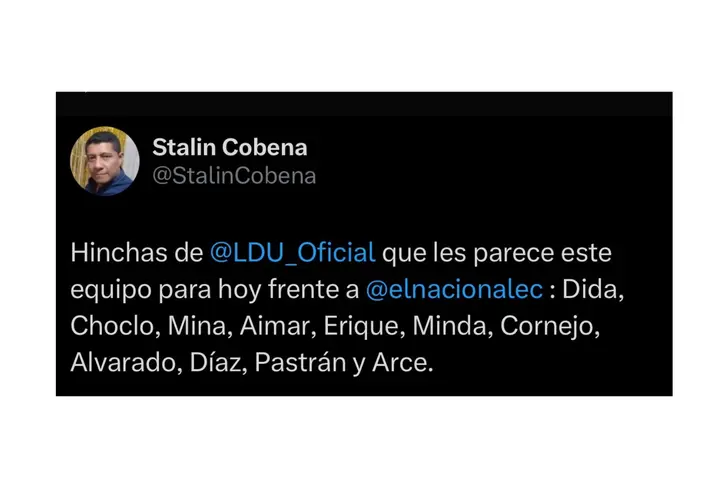 Captura de la cuenta de&nbsp; Stalin Cobeña&nbsp;