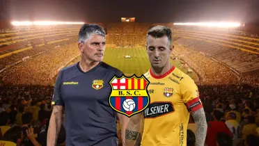 Diego López entrenador de Barcelona SC enojado y Damián Díaz triste