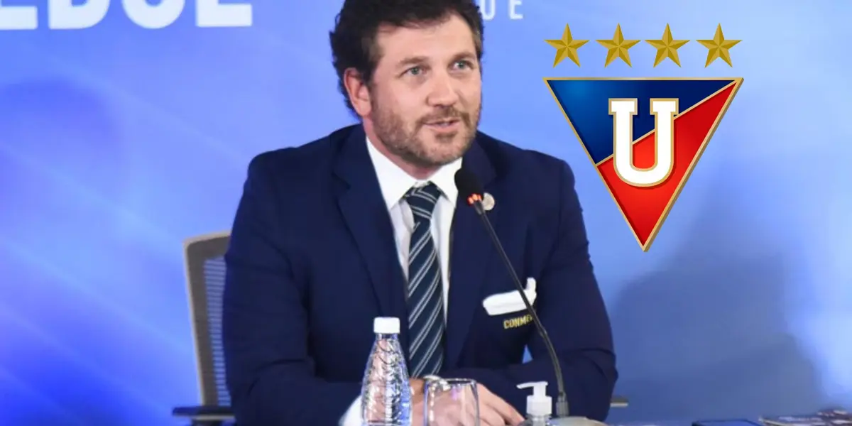 El presidente de la Conmebol estuvo visitando a Liga de Quito, mira si le gustó el regalo que le dieron