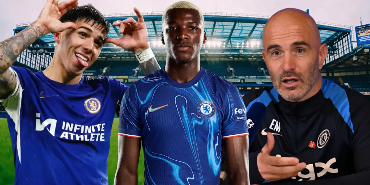Enzo Fernández, Moisés Caicedo y Enzo Maresca (Foto tomada de: Chelsea/Tribuna)