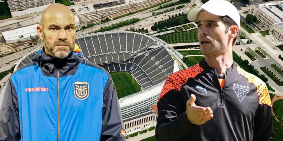 Félix Sánchez y Josep Alcácer en Soldier Field (Foto tomada de: Selección Argentina/La Tri/Liga de Quito)