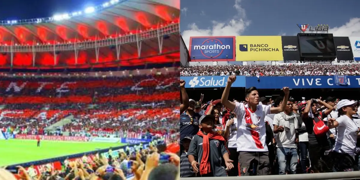 Hinchada de Flamengo y de Liga de Quito 