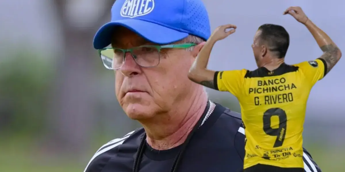 Jorge Célico entrenador de Emelec y Octavio Rivero 