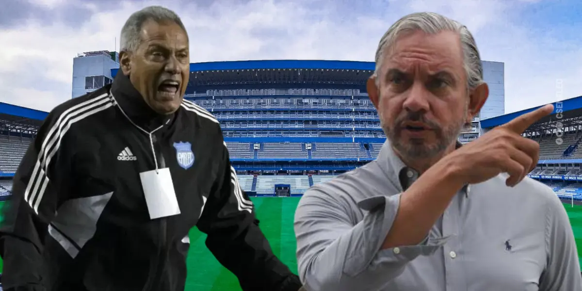 José Pileggi y Hernán Torres en el estadio Capwell (Foto tomada de: Emelec/AFP)