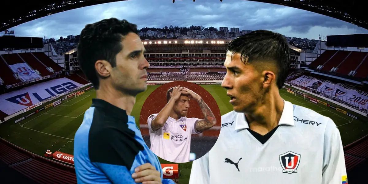 Josep Alcácer y Ezequiel Piovi preocupados por Sebastián González Foto tomada de: Liga de Quito/Conmebol