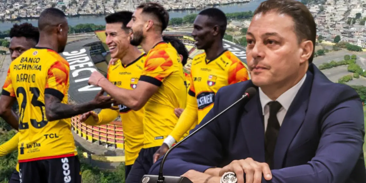 Jugadores de Barcelona SC y Carlos Alfaro Moreno (Foto tomada de: Barcelona SC/API)