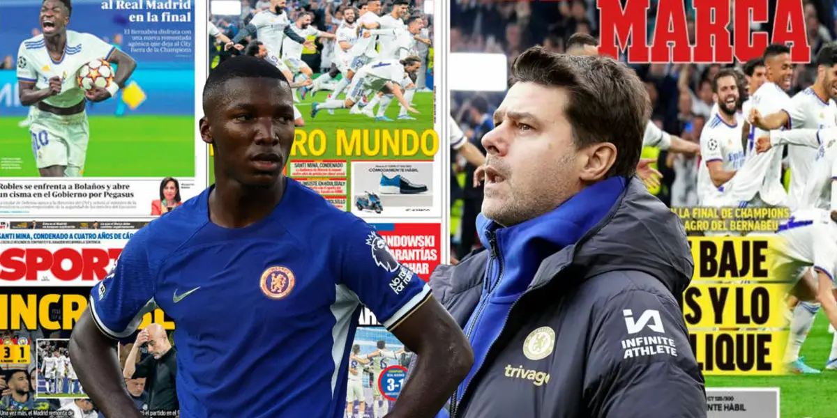 La culpa es de Pochettino, lo que dijo la prensa española de Moisés Caicedo