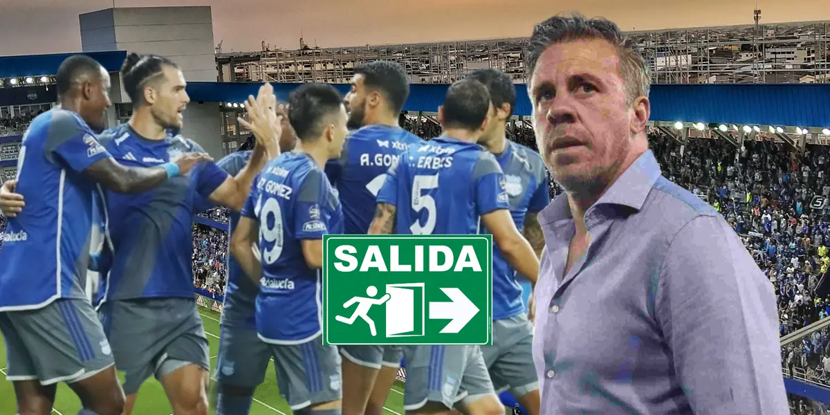 Lucas Pusineri serio, jugadores de Emelec. Foto tomada de: Soy del Rojo