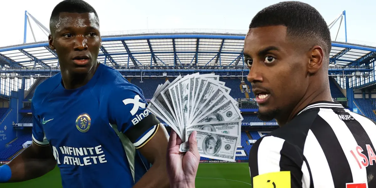 Moisés Caicedo y Alexander Isak (Foto tomada de: The Sun/Chelsea/Newcastle/Metro)