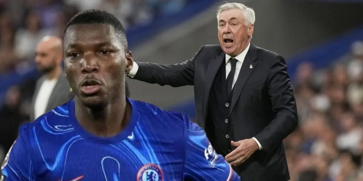 Moisés Caicedo y Carlo Ancelotti 