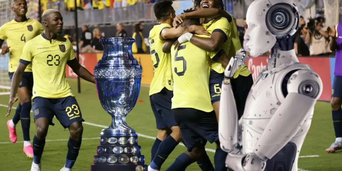 Selección Ecuatoriana festejando junto a la Copa América (Foto tomada de: La Tri/JVS/AFP)