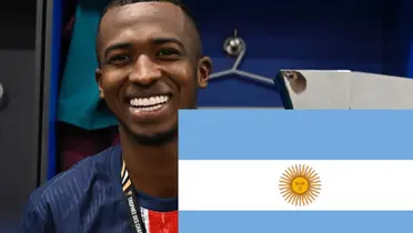 William Pacho y la bandera de Argentina 