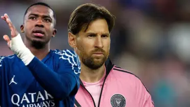 William Pacho y Lionel Messi 